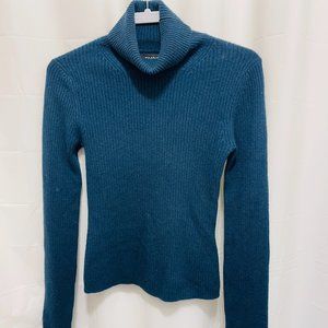 NAADAM Women’s Cashmere Turtleneck Sweater, Sz XS, Dark Peacock Blue